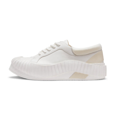 Lost In Echo Irregular Wavy Edge Thick-Soled Casual Sneaker White