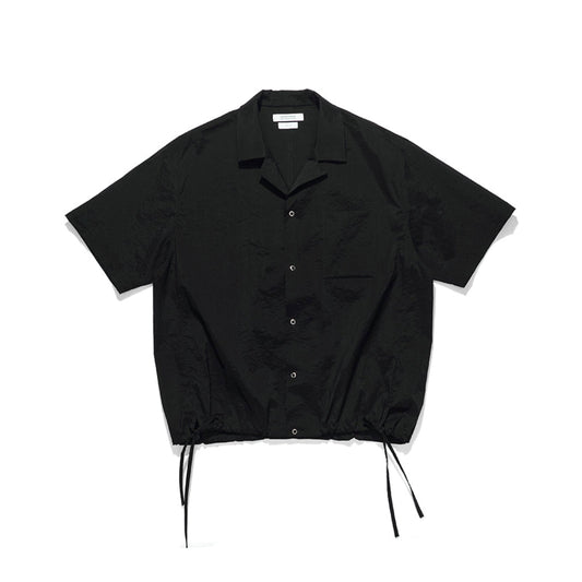 MANUFACTURE Drawstring Short Sleeve Nylon Shirt Black