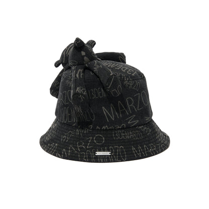 13De Marzo Graffiti Logo Denim Bucket Hat Black