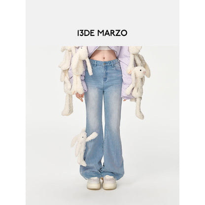 13De Marzo Patchwork Hems Loose Jeans Blue