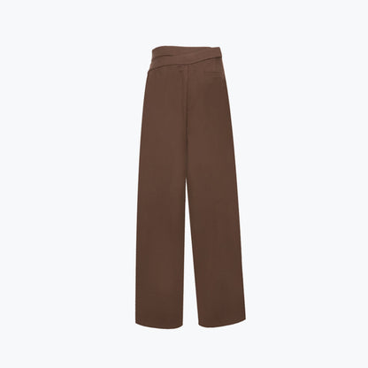 Ann Andelman Irregular Double Waist Casual Suit Pants Brown