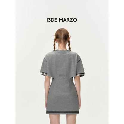 13De Marzo Doozoo Waist Cutting Tee Dress Grey