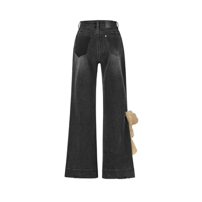 13De Marzo Patchwork Hems Loose Jeans Black