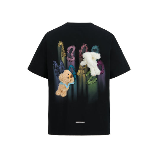 13De Marzo Doozoo Hollow Colored Logo Bear T-Shirt Black