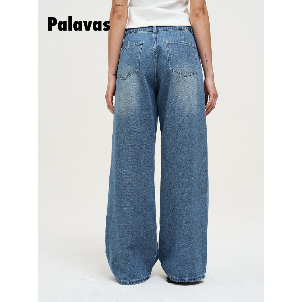 Palavas Lace Edge Relaxed Fit Loose Denim Pants