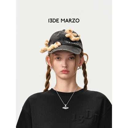 13De Marzo Mini Bears Denim Cap Black