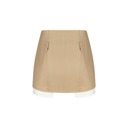 Herlian Double Layered Suit Skirt Khaki