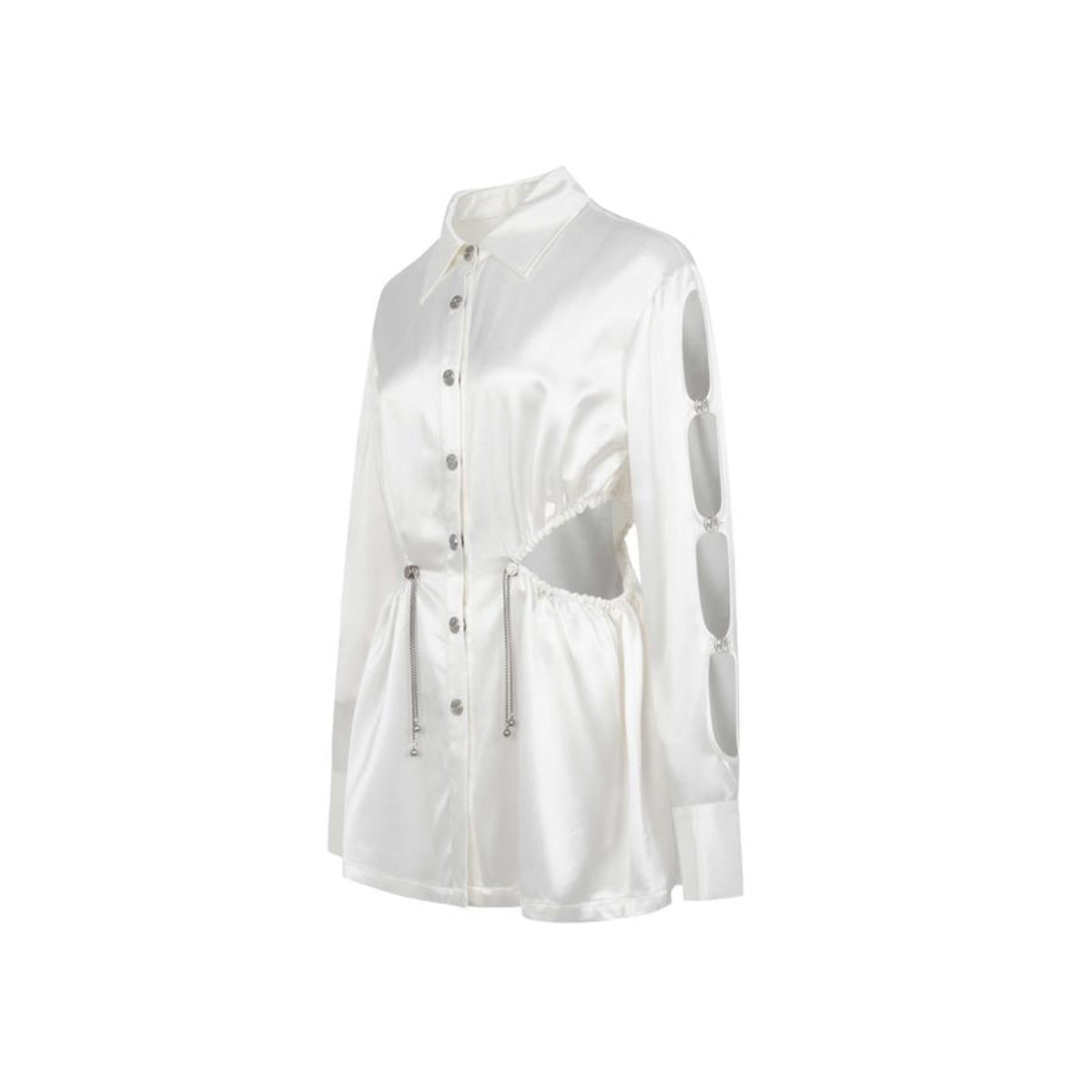 Weird Market Metal Logo Button Hollow-Out Shirt White