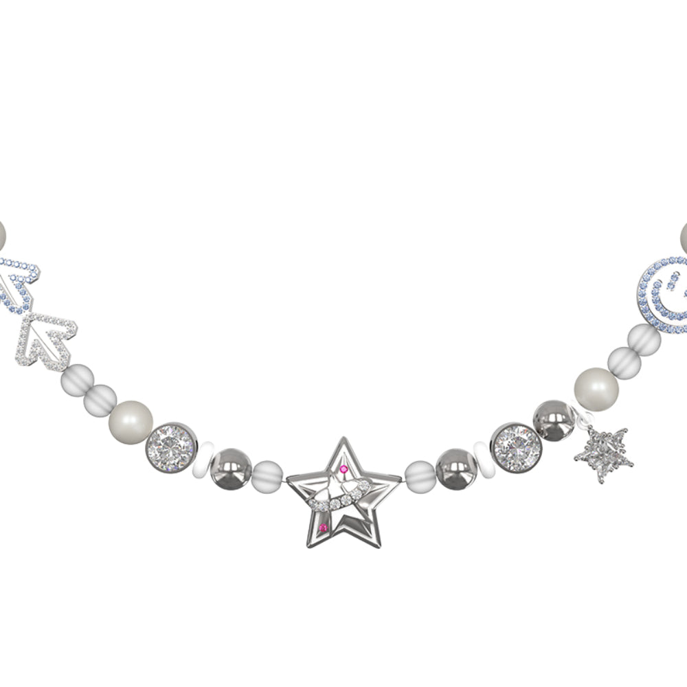 VSCH Arrow Smiling Face Star Pearl Necklace