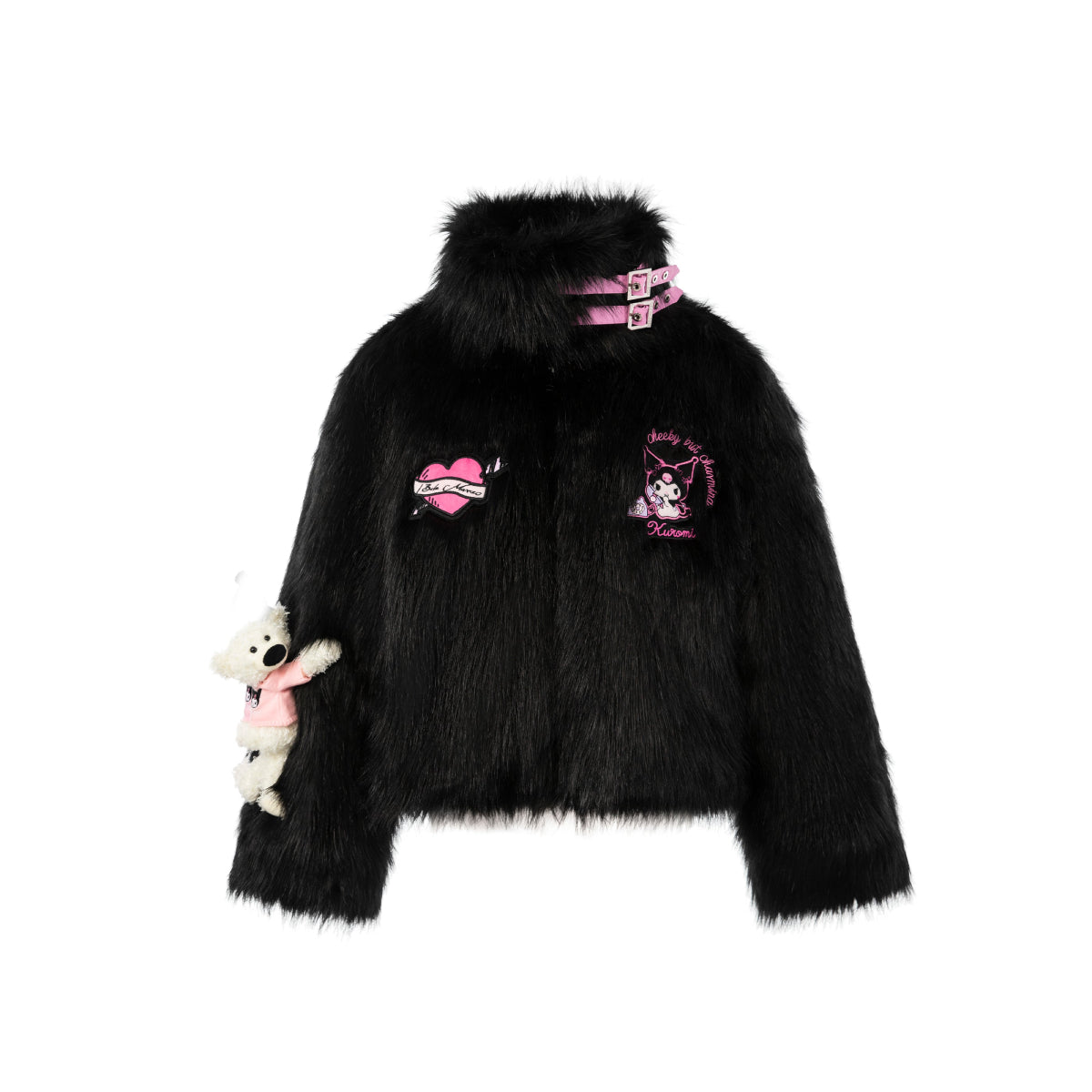 13De Marzo X Kuromi Bear Artificial Mink Coat Black