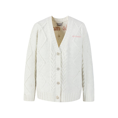 13De Marzo Doozoo Pearl Embroidery Cardigan White