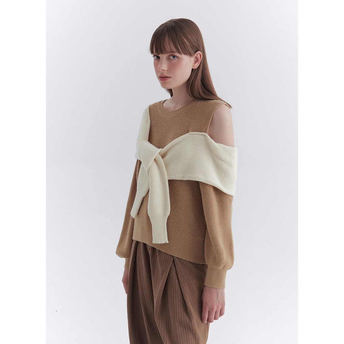 Rumia Layered Knit Jumper Camel