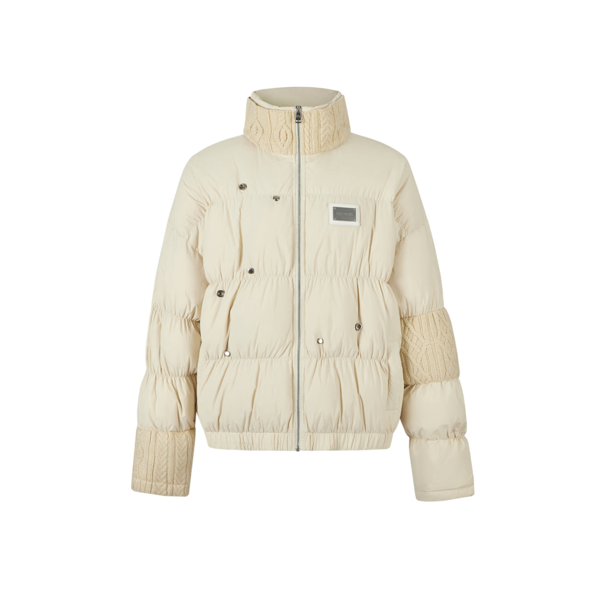 13De Marzo Bear Knit Patch Wrinkle Down Jacket