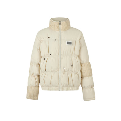 13De Marzo Bear Knit Patch Wrinkle Down Jacket