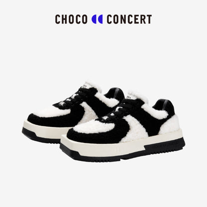 Choco Concert Mis-Matched Fleece Square Toe Sneaker Black