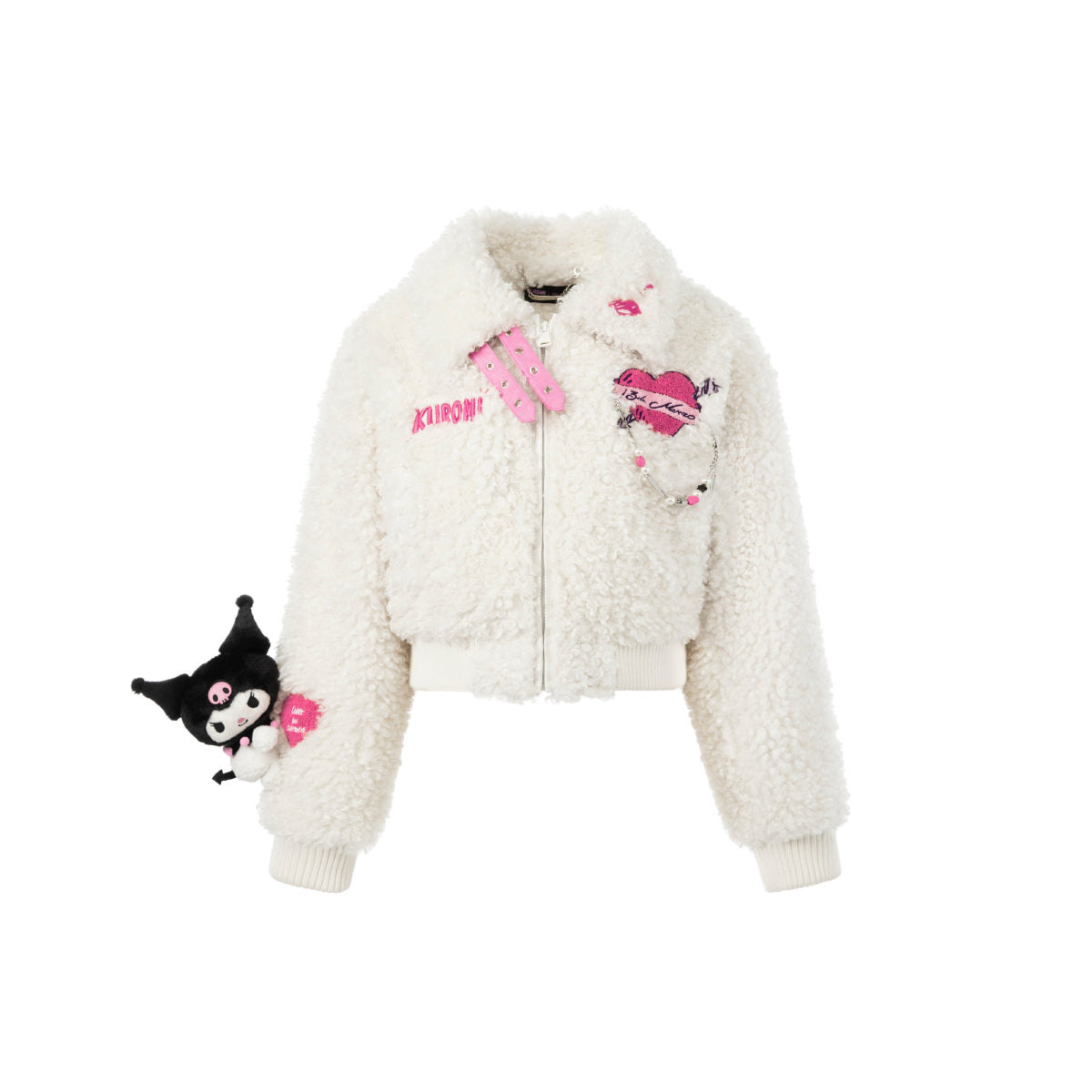 13De Marzo X Kuromi Bear Short Fleece Coat White