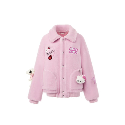 13De Marzo X Hello Kitty Bear Fleece Coat Pink