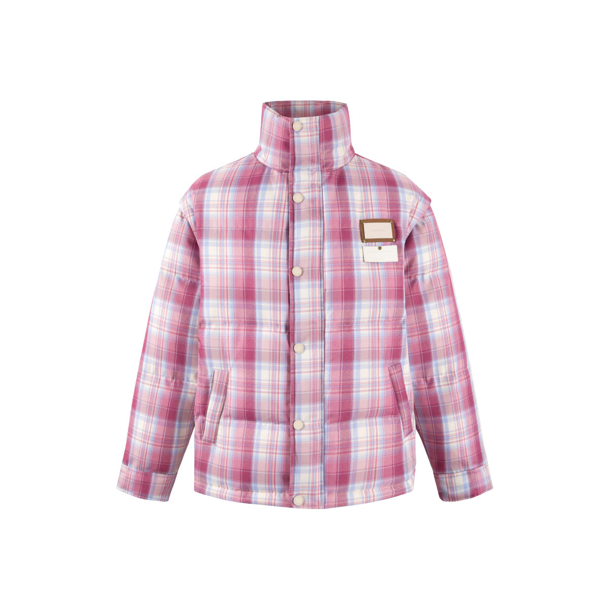 13De Marzo Plush Bear Classic Plaid Down Jacket Pink