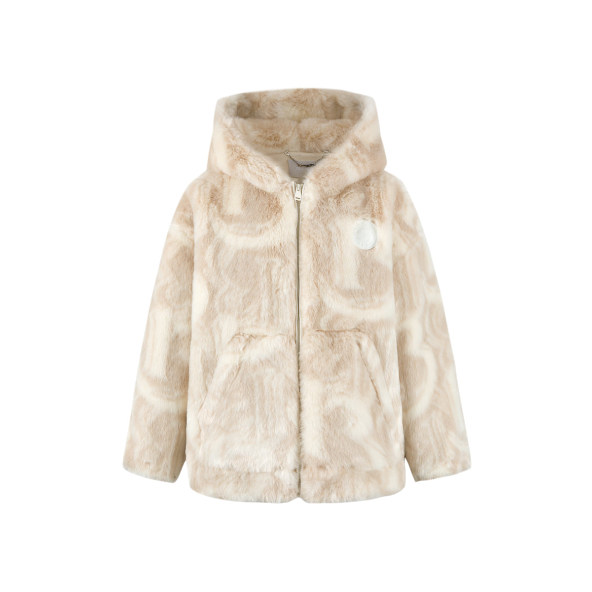 13De Marzo Artificial Fur Logo Hooded Coat Khaki