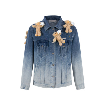 13De Marzo Luminous Star Bear Denim Jacket Blue