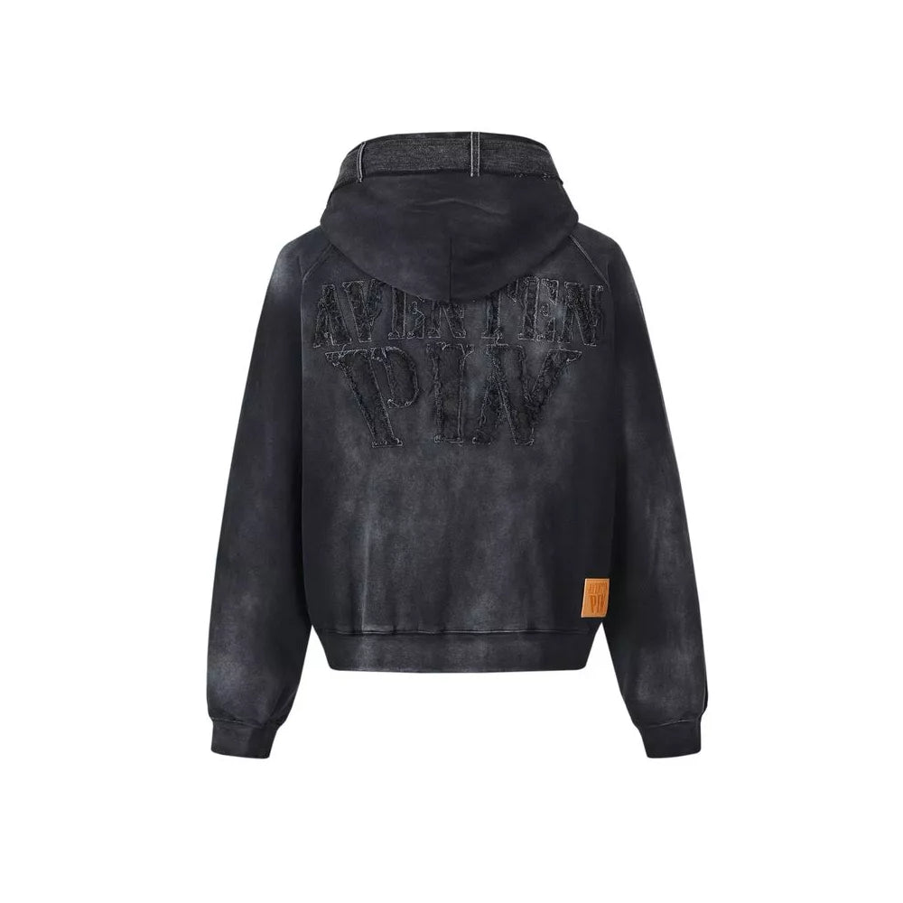 Aventen Pin Memo Patch Zip Up Hoodie Black