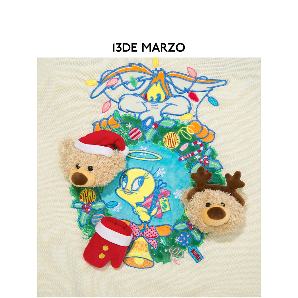 13De Marzo X Looney Tunes Tweety Christmas Sweater Cream