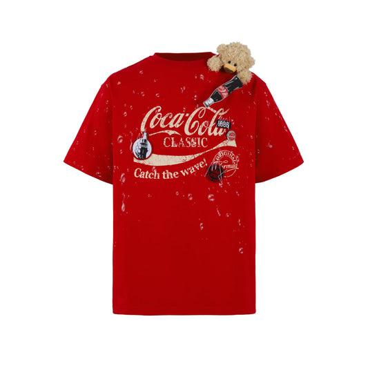 13De Marzo X Coca-Cola Bear Water Drop T-Shirt Red