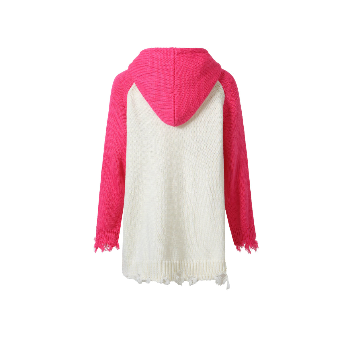 Jac Fleurant Color Blocked Destroyed Knit Hoodie Pink