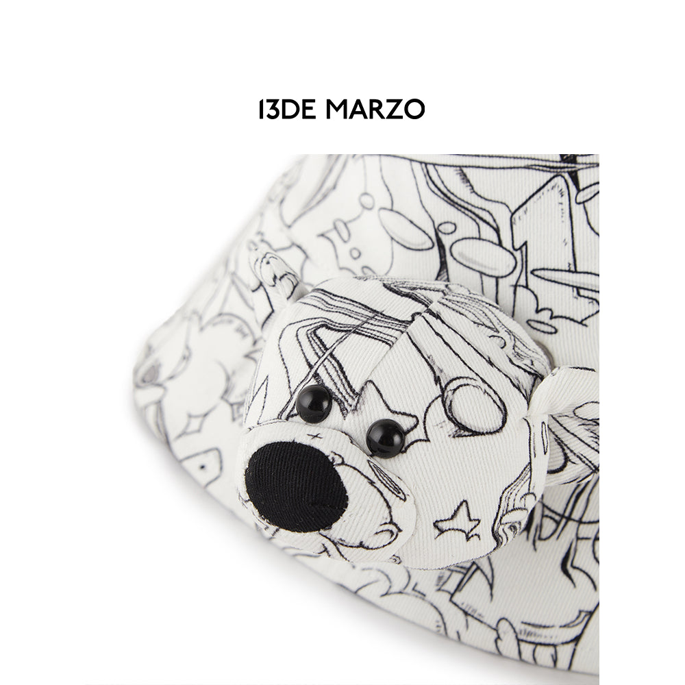 13De Marzo Bear Illustrate Inside-out Bucket Hat