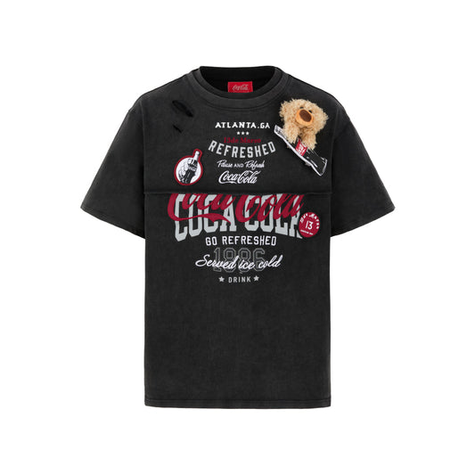 13De Marzo X Coca-Cola Bear Layered Logo T-Shirt Black