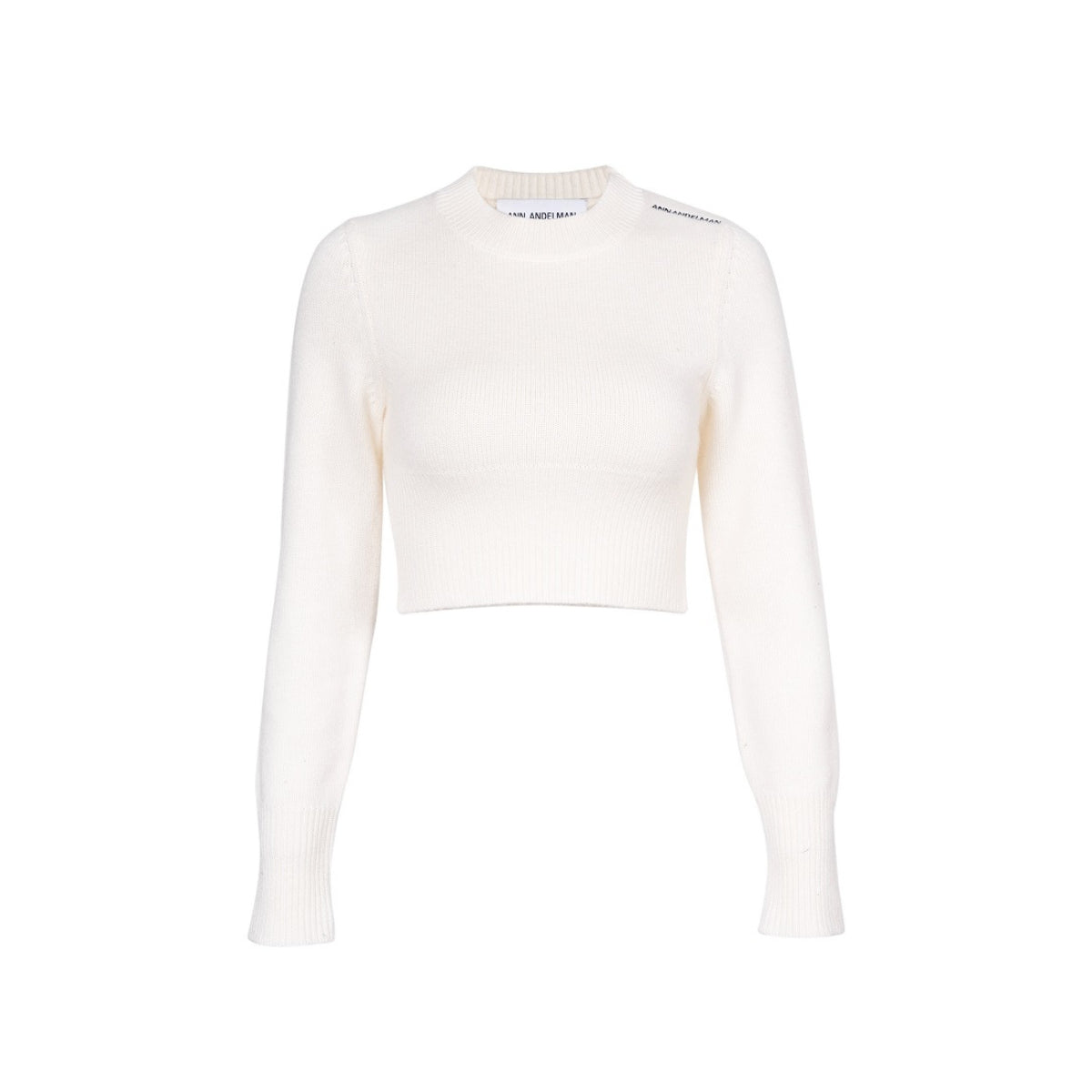 Ann Andelman Embroidery Logo Woolen Sweater White