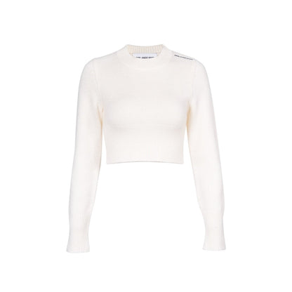 Ann Andelman Embroidery Logo Woolen Sweater White