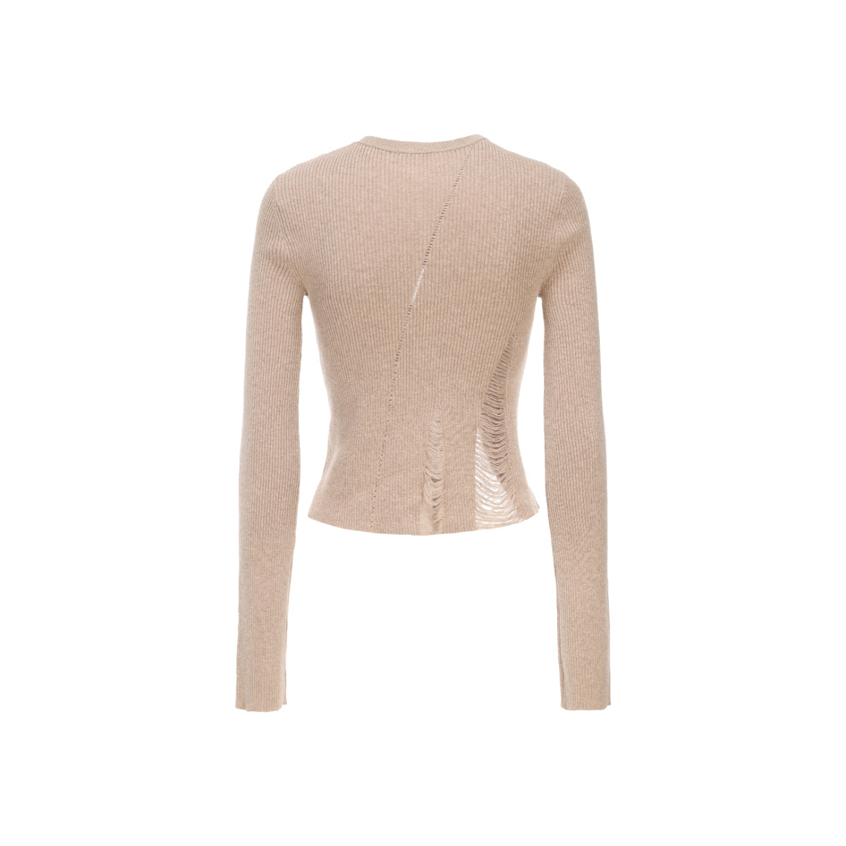 Elywood Destruction Knit Top Beige