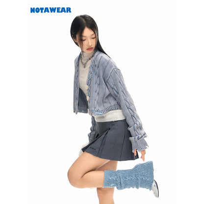 NotAwear Distressed Knitted Cardigan Wash Blue