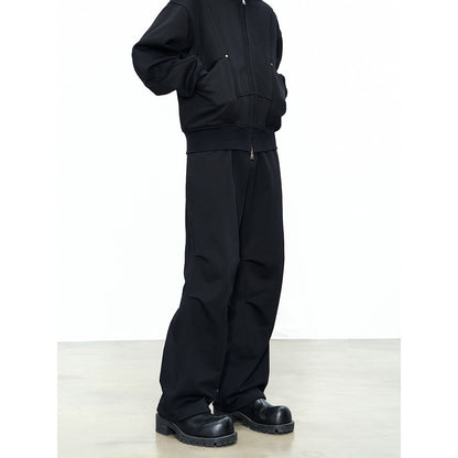 CATSSTAC Clean Fit Wide Leg Pleated Sweat Pants Black