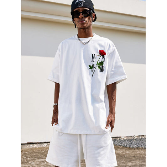 MEDM Embroidery Rose Logo Tee White