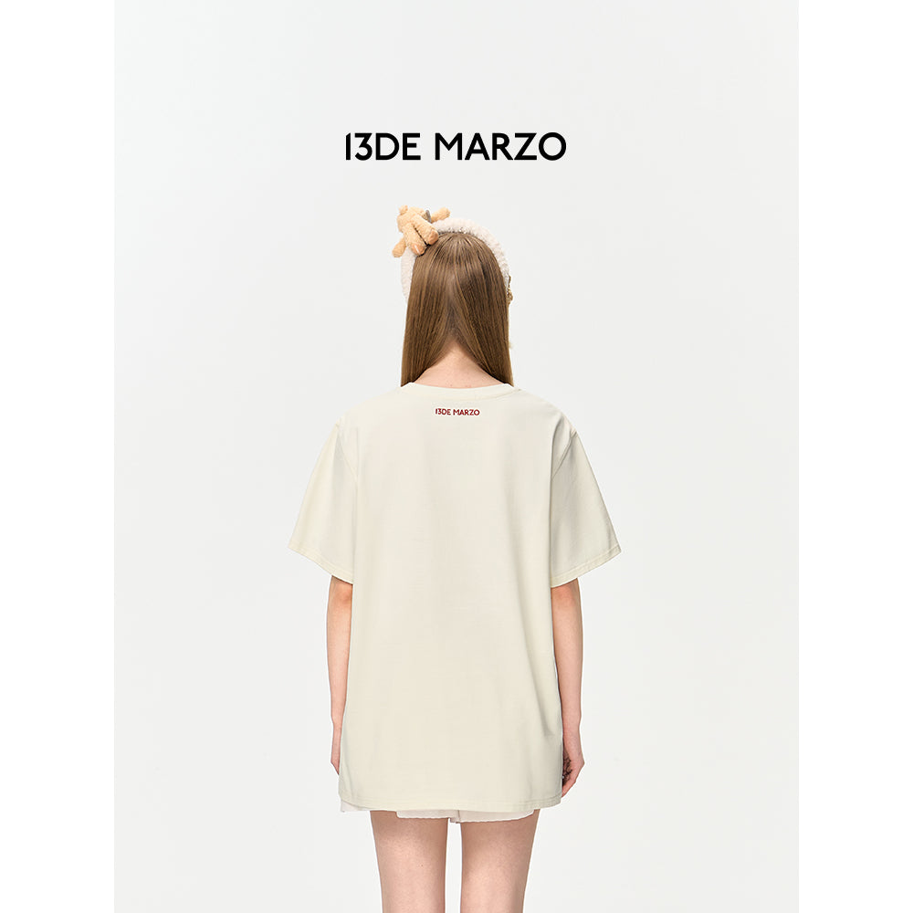 13De Marzo Layered Hamburger T-Shirt Beige