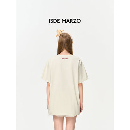 13De Marzo Layered Hamburger T-Shirt Beige