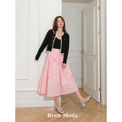 Brow Moda Bow Ties Wide Skirt Pink