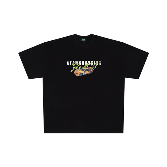 AFGK Printed Flying Racing Car T-Shirt Black