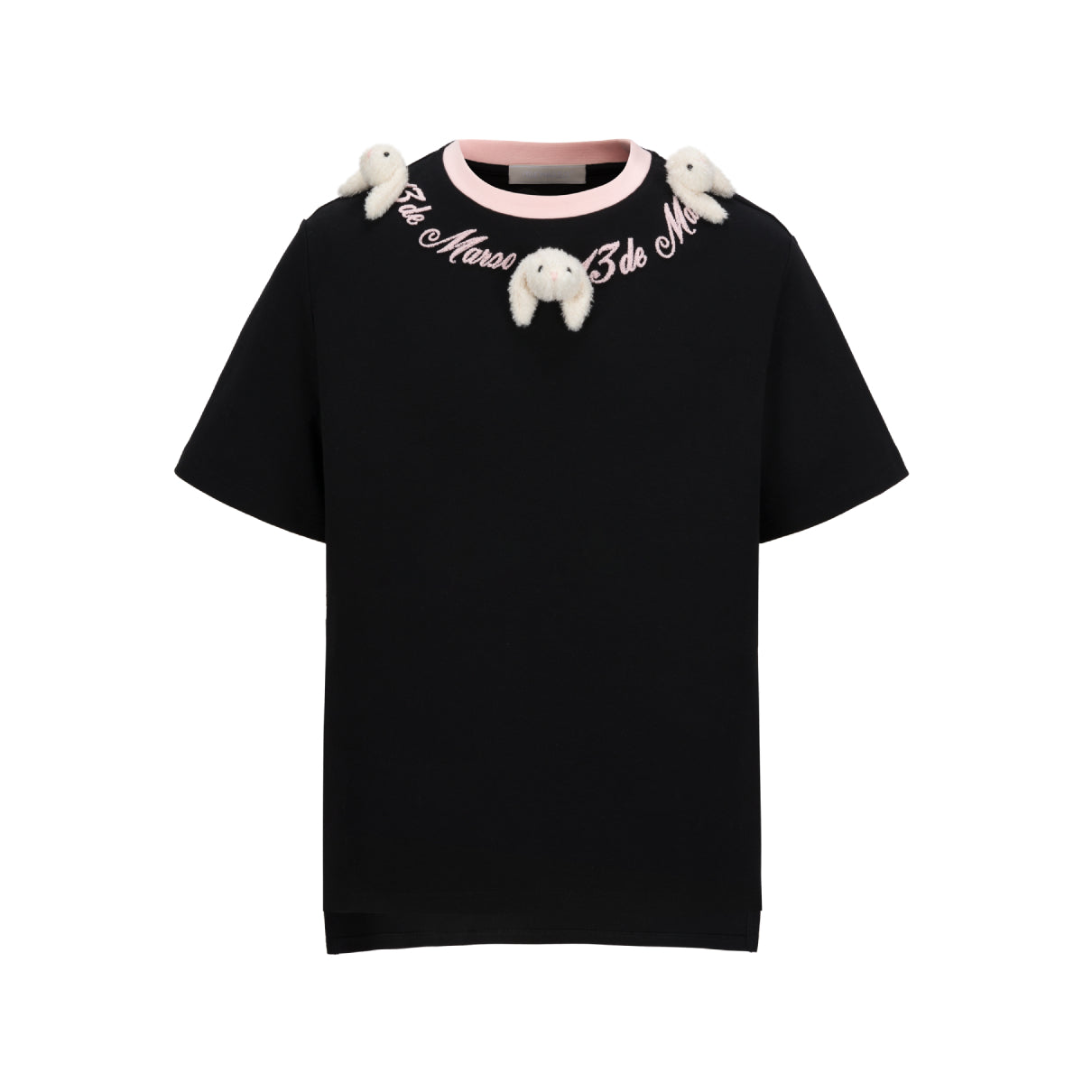 13De Marzo Doozoo Collar Embroidered Logo T-Shirt Black