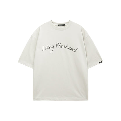 Unvesno 'Lazy Weekend' Washed Snowflake T-Shirt White