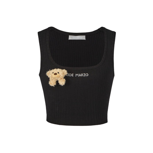 13De Marzo Bear Basic Knit Tank Vest Black