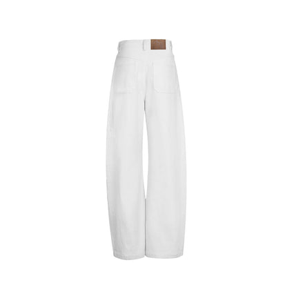 Ann Andelman High Waist Scimitar Wide-Leg Jeans White