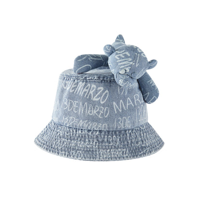 13De Marzo Graffiti Logo Denim Bucket Hat Blue