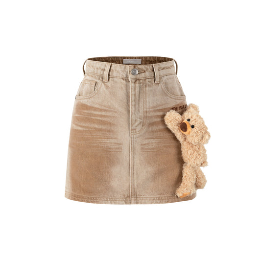 13De Marzo Doozoo Heart Logo Denim Skirt Khaki