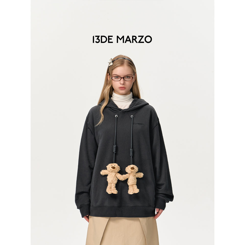 13De Marzo String Magnetic Bear Hoodie Black