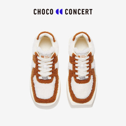 Choco Concert Mis-Matched Fleece Square Toe Sneaker Brown