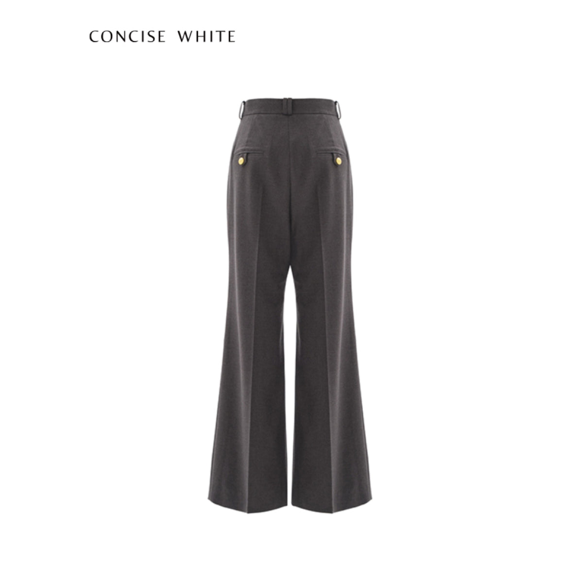 Concise-White Golden Button Suit Flare Pants Grey