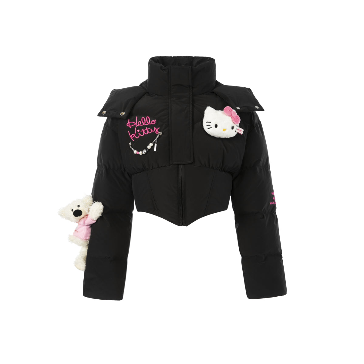 13De Marzo X Hello Kitty Bear Short Down Jacket Black